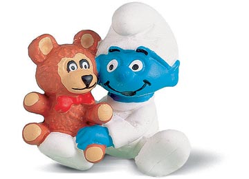 Schleich – Figurine Schtroumpf Bébé Avec Ourson – Peinte à La Main – 3,8 X 2,8 X 3,7 Cm – Dès 4 Ans