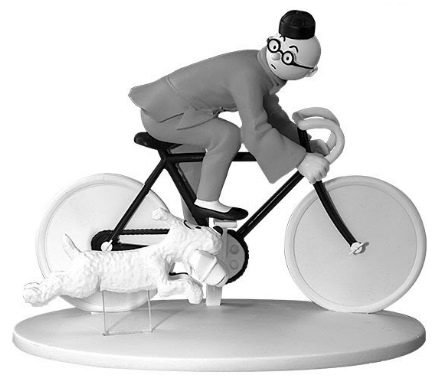 Figurine Tintin & Milou à vélo Le Lotus Bleu Noir & Blanc Hors-Série N°03 (vendue sans livret)