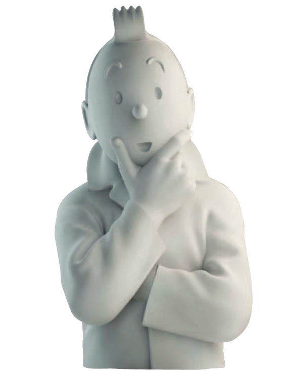 TINTIN: TINTIN PENSE, mat version - 24 cm porcelain bust