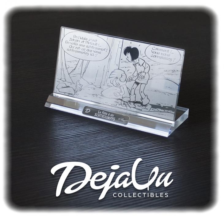JOHAN & PEEWIT: THE SMURFS AND THE MAGIC FLUTE, MeTale - 17.5 x 9.6 cm stainless steel plaque