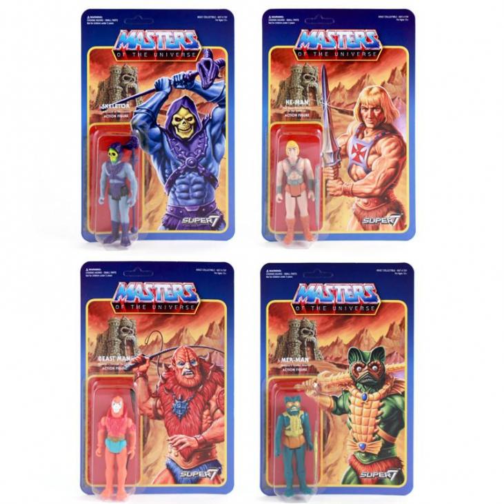 MASTERS OF THE UNIVERSE: MUSCLOR, SKELETOR, BEAST MAN, MER-MAN - assortment of 4 action figures ReAction