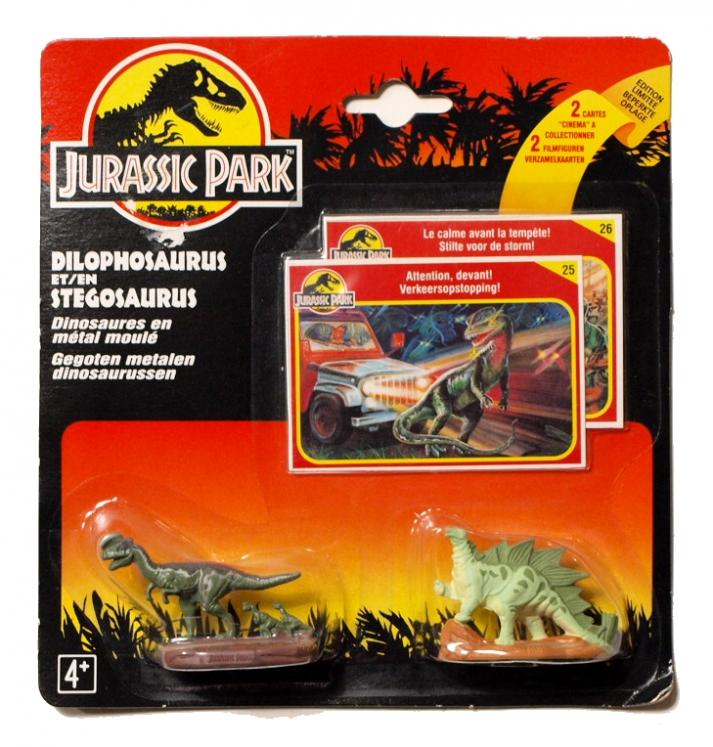JURASSIC PARK: DILOPHOSAURUS & STEGOSAURUS -  pack de 2 figurines métal 6 cm