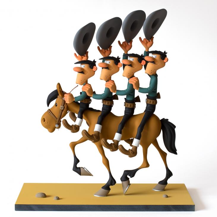 Figurine de collection Lucky Luke Les Dalton à cheval exclusivité LMZ (2017) (Pas de livraison possible)