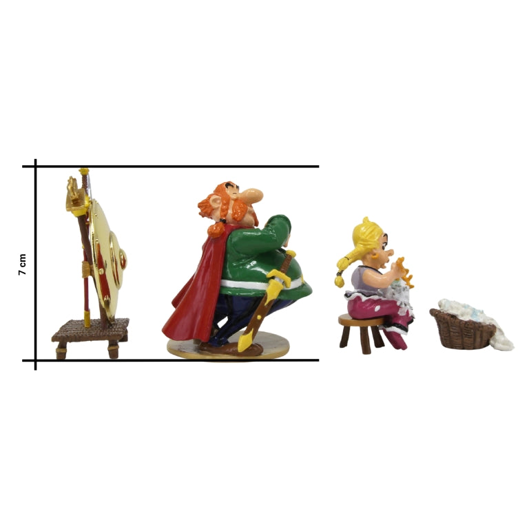 Figurine Astérix Eisa Années 80 - Abraracourcix Sur Son Bouclier - Porcelaine Mate