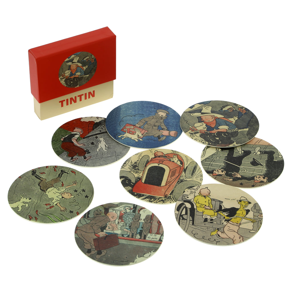 TINTIN:  coffret de 8 sous-verres "LE PETIT VINGTIEME"