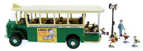 LE PETIT NICOLAS: LE BUS DU PETIT NICOLAS - figurine métal 20 cm