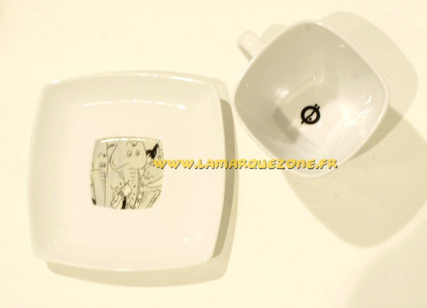 TINTIN: TASSE 9 CM + SOUS TASSE 