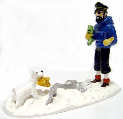 Tirelire Tintin Haddock Milou autour d'un coffre plastique | UK