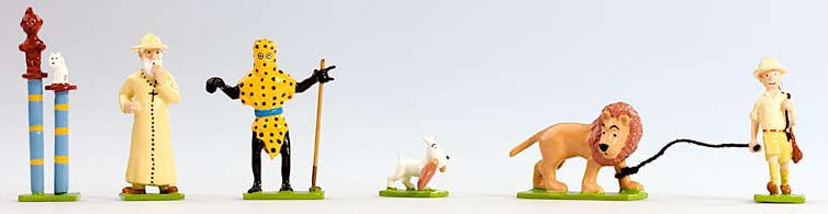 TINTIN: TINTIN AU CONGO: coffret de 6 mini figurines métal