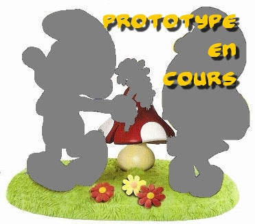LES SCHTROUMPFS: SOCLE POUR "SCHTROUMPF & SCHTROUMPFETTE AMOUREUX" (CLUB PASSION)