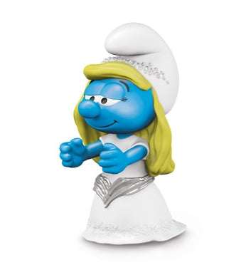 LES SCHTROUMPFS: SCHTROUMPFETTE MARIEE - figurine plastique 5 cm