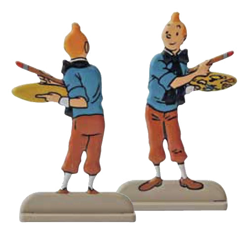 TINTIN: TINTIN PEINTRE - figurine 'relief' en métal 5.5 cm