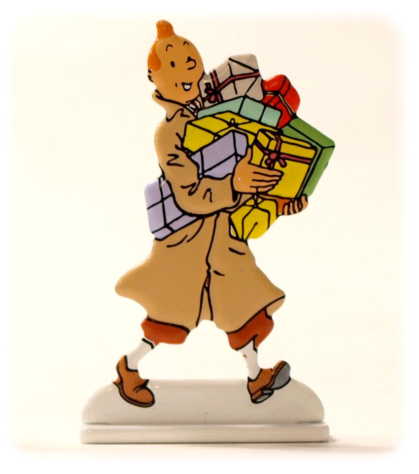 TINTIN: CADEAUX - figurine 'relief' en métal 5.5 cm