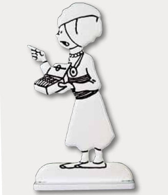 TINTIN: TINTIN AU TURBAN - figurine 'relief' en métal 5.5 cm