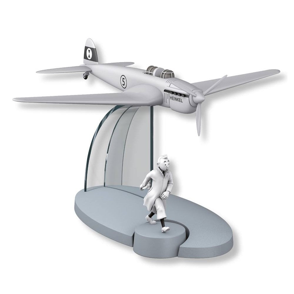 TINTIN: EN AVION TINTIN #44, AVION DE CHASSE BORDURE "Le Sceptre d'Ottokar" & TINTIN - modèle réduit + figurine