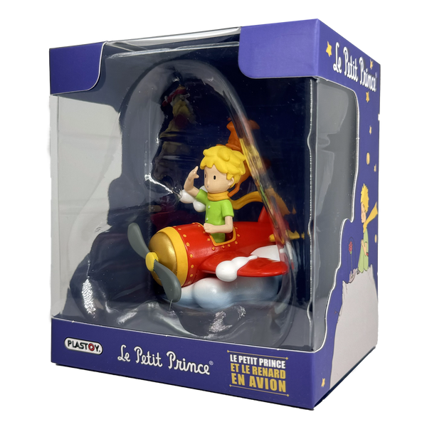 Figurine Le Petit Prince et le renard en avion Plastoy (40453)