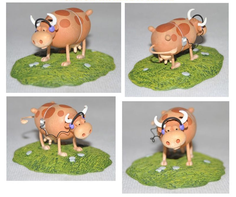 MORDILLO - LA VACHE "WALKMAN", VERSION MARRON - figurine métal 3 cm