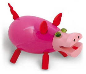 COCHON QUI RIT - VERSION ROSE - tirelire résine 18 cm