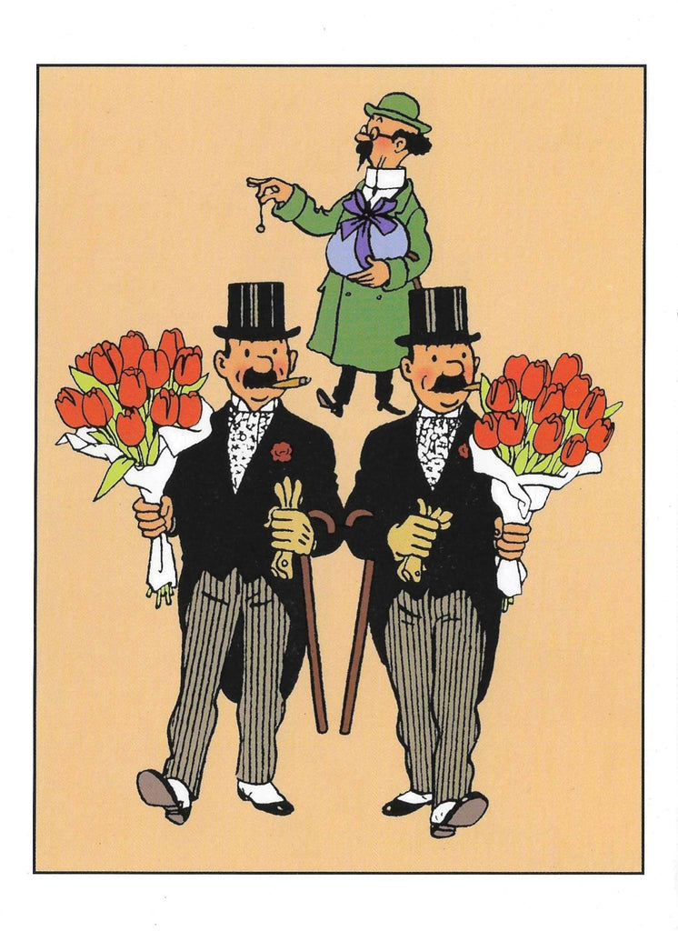 Carte postale Tintin Pâques, Dupond, Dupont et Tournesol Moulinsart 32011