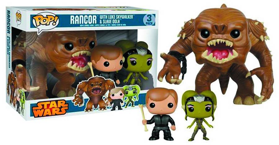STAR WARS: RANCOR with LUKE SKYWALKER & SLAVE OOLA, POP! - coffret de 3 figurines vinyl "bobble-head"