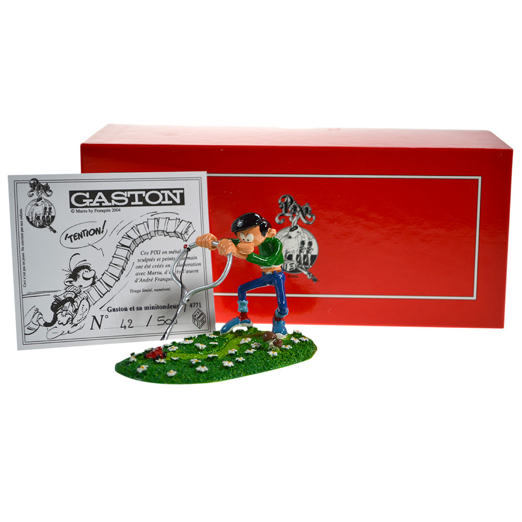 GASTON LAGAFFE: GASTON ET SA MINITONDEUSE - figurine métal 7.5 cm