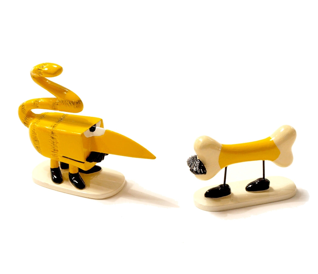 LES SHADOKS: LE MINETCANTHROPE ET SON SQUELETTE - figurine métal 6.5 cm