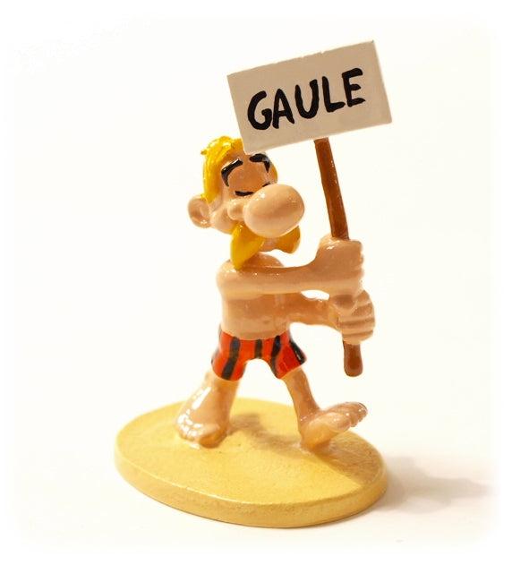 Figurine Pixi Astérix aux jeux olympiques brandissant sa pancarte "Gaule" 2002 (04232)