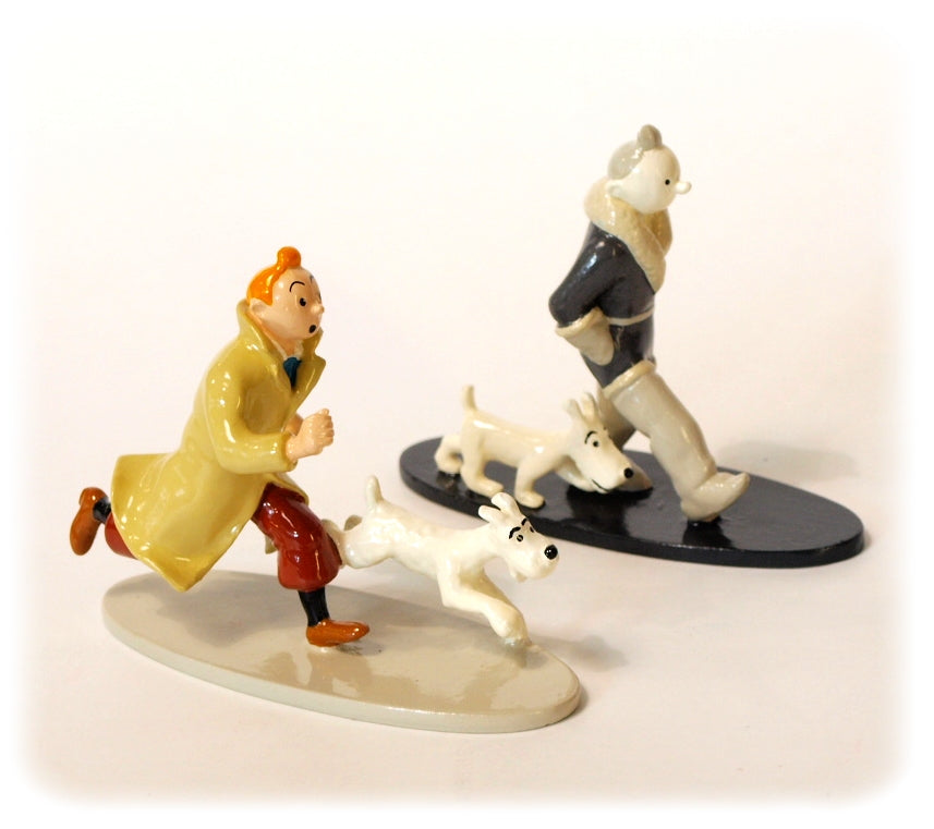TINTIN: AVENTURES 1929 - 2004 - assortiment de 2 figurines métal 8.5 cm