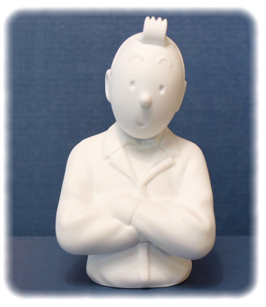 TINTIN: TINTIN BRAS CROISES, version "mate" - buste en porcelaine 12 cm
