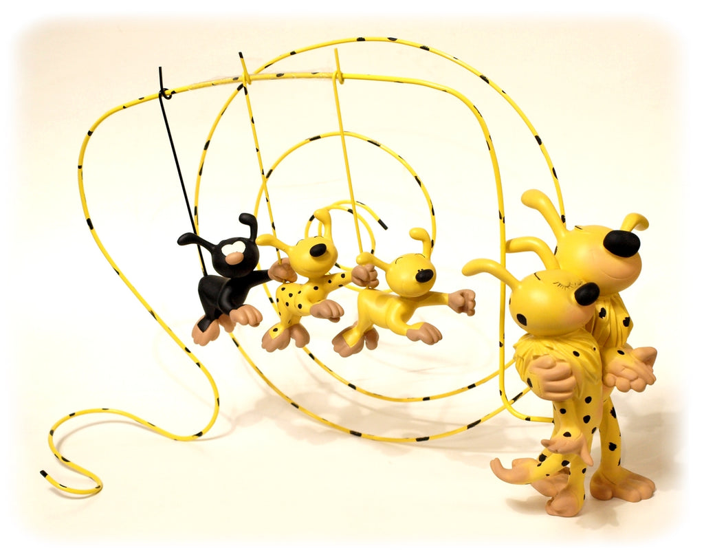 LE MARSUPILAMI - LE COUPLE MARSUPILAMI ET LEURS 3 ENFANTS - statuette résine 22 cm (occasion)