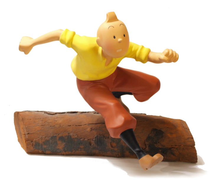 Statuette Leblon-Delienne - Tintin cowboy en Amérique + Milou dans un Statuette Leblon-Delienne - Tintin cowboy en Amérique + Milou dans un