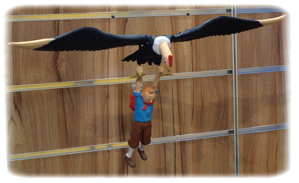 TINTIN: TINTIN & MILOU SUSPENDUS AU CONDOR - statuette résine 32 cm (occasion)