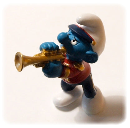LES SCHTROUMPFS - SCHTROUMPF "FANFARE, TROMPETTE" - figurine plastique 5 cm