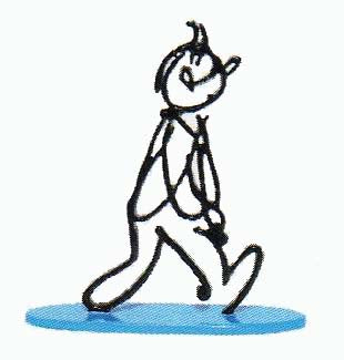 TINTIN: ALPH-ART, SOCLE BLEU - sculpture métallique 14 cm
