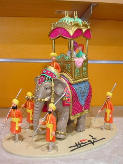 TINTIN: SCENE TRIOMPHALE TINTIN ELEPHANT ALTESSE