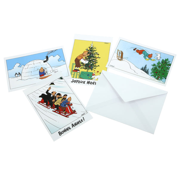 TINTIN: CARTES NOEL ET NOUVEL AN - set de 10 cartes postales