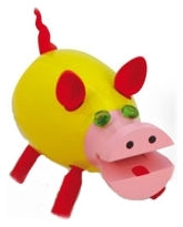 COCHON QUI RIT - VERSION JAUNE - tirelire résine 18 cm