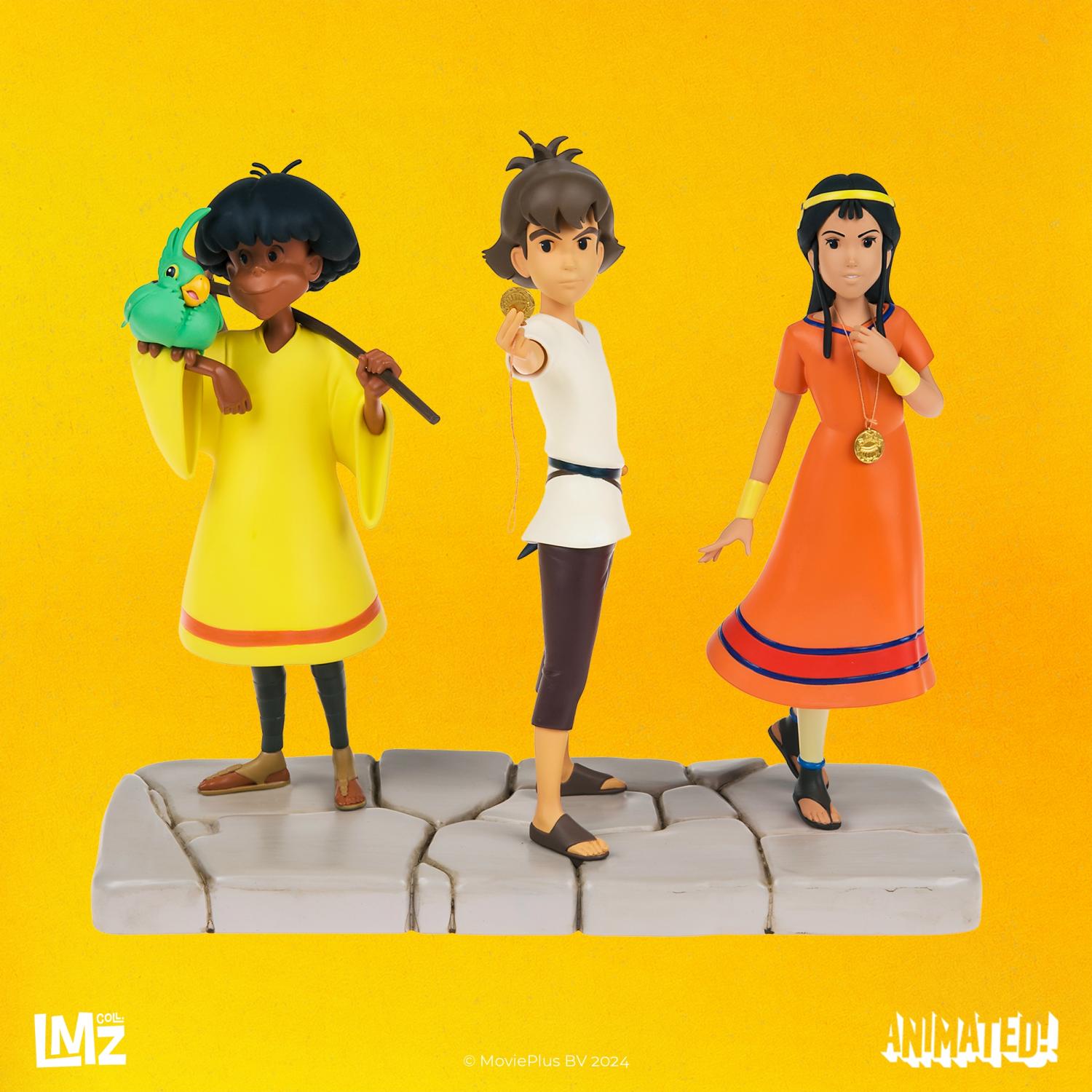 DC★Zia et les deesses de la magie 海外版 Coffret de 3 Statuettes Les Mystérieuses Cités d'Or Esteban, Zia