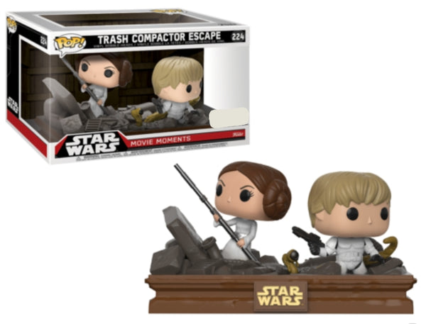 STAR WARS, EPISODE IV: MOVIE MOMENTS, TRASH COMPACTOR ESCAPE, FUNKO POP! #224 - coffret de 2 figurines bobble-head vinyl 10 cm