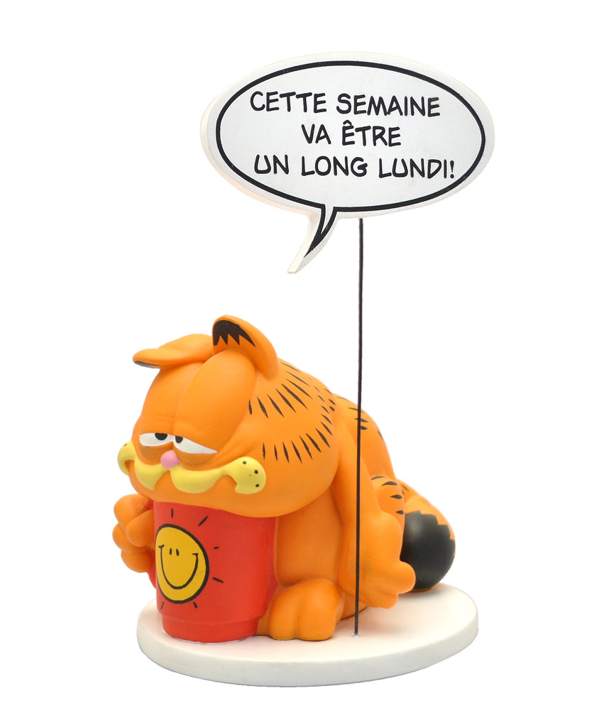 (Article avec défaut) GARFIELD: "CETTE SEMAINE VA ETRE UN LONG LUNDI !" - statuette résine 18 cm Collection BULLES