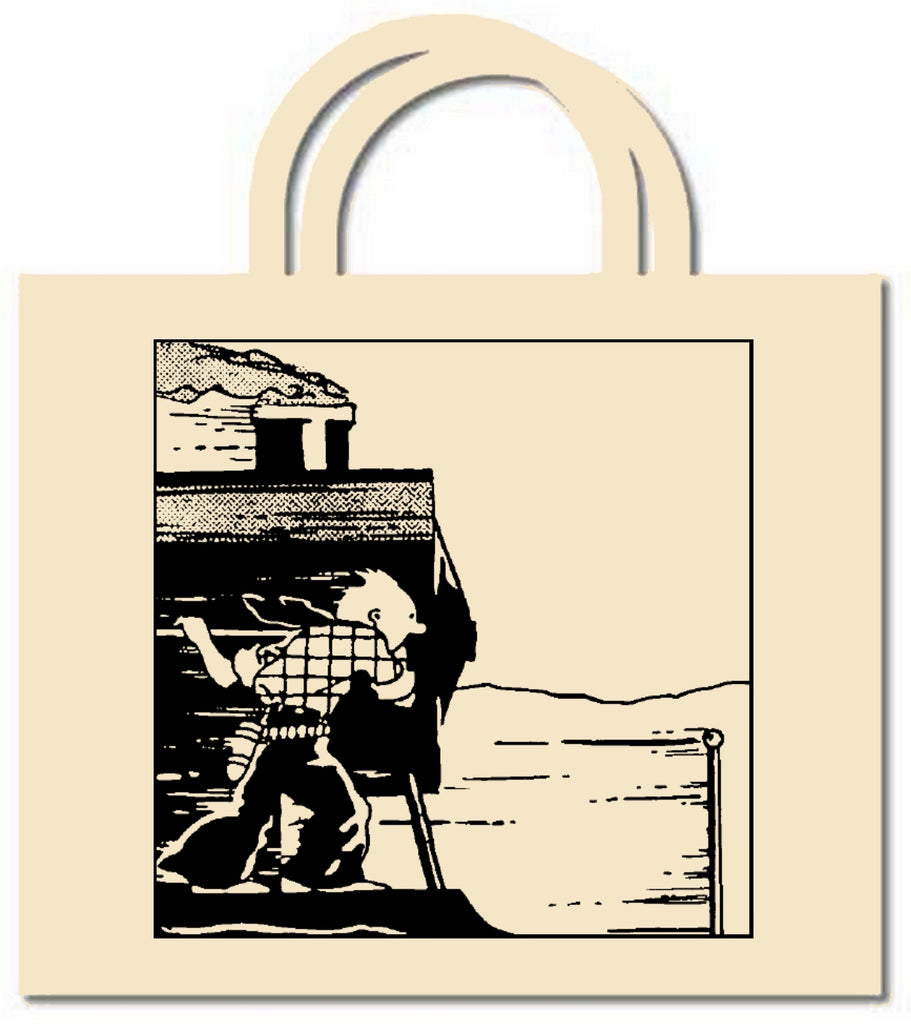 TINTIN: "TRAIN" - grand sac en coton 69 x 60 cm