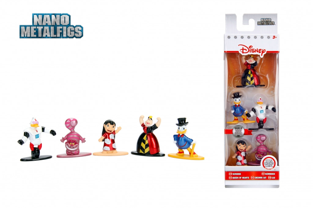 DISNEY: SCROOGE, GIZMODUCK, QUEEN OF HEARTS, CHESHIRE CAT & LILO - pack de 5 figurines en métal 3.5 cm (NANO METALFIGS)