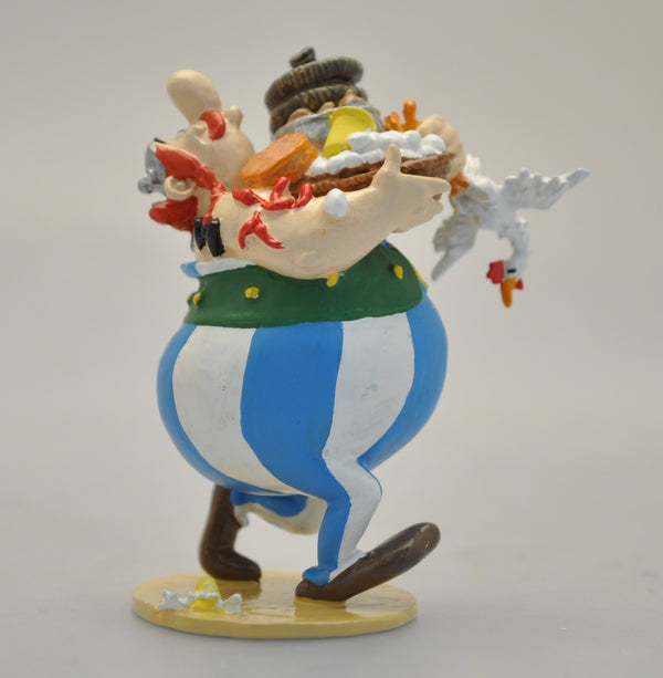 ASTERIX: OBELIX PORTANT DE LA CONFITURE, DU POIVRE,... - figurine en métal