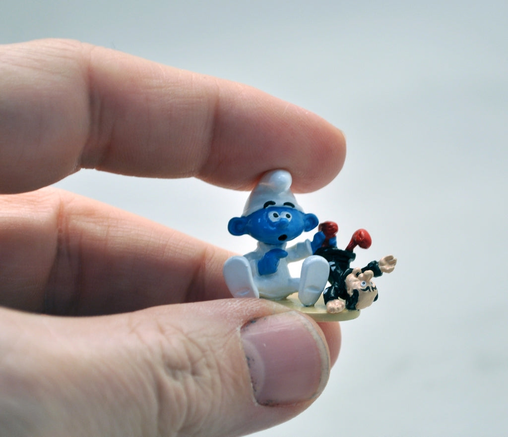 Figurine Pixi Origine Code de la Route, Le Schtroumpf à scooter vert