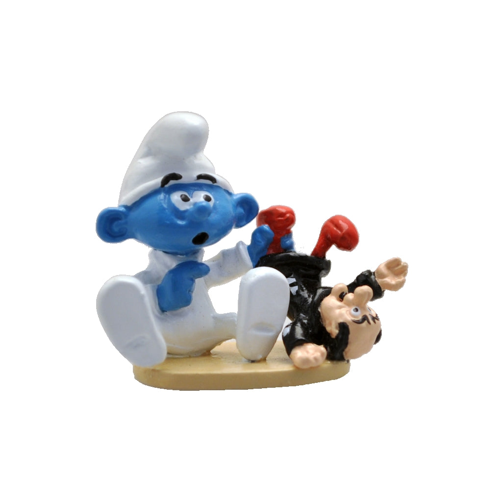 FIGURINE PVC Pa Schtroumpf No Smurf Astrosnik Snik Bully Guerrier Noir