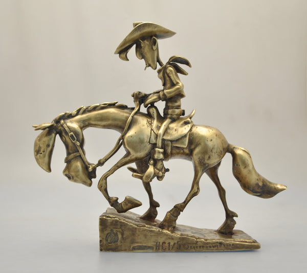 LUCKY LUKE: LUCKY LUKE ET JOLLY JUMPER GRAVISSANT LA COLLINE, PIXI ATELIER BRONZE