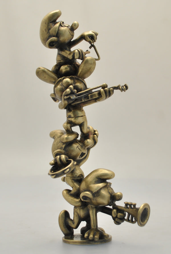 LES SCHTROUMPFS: LA COLONNE DE SCHTROUMPFS MUSICIENS, PIXI ATELIER BRONZE