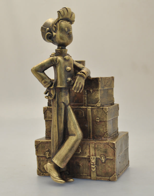 Figurine Pixi Bronze Spirou et la pile de bagages 5502