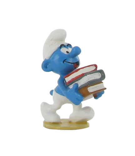 LES SCHTROUMPFS: SCHTROUMPF PILE DE LIVRES, COLLECTION ORIGINE - figurine métal 3.5 cm