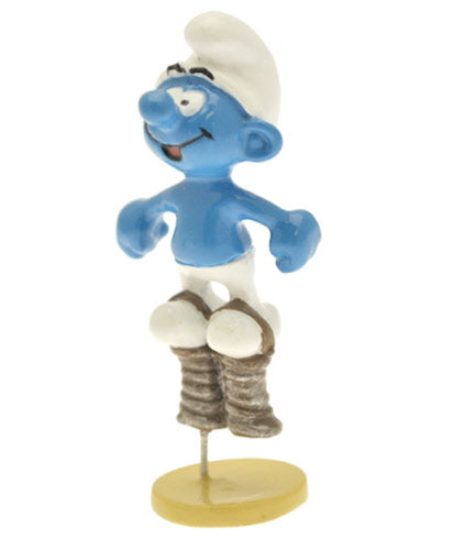 LES SCHTROUMPFS: SCHTROUMPF A RESSORT, COLLECTION ORIGINE - figurine métal 3.5 cm